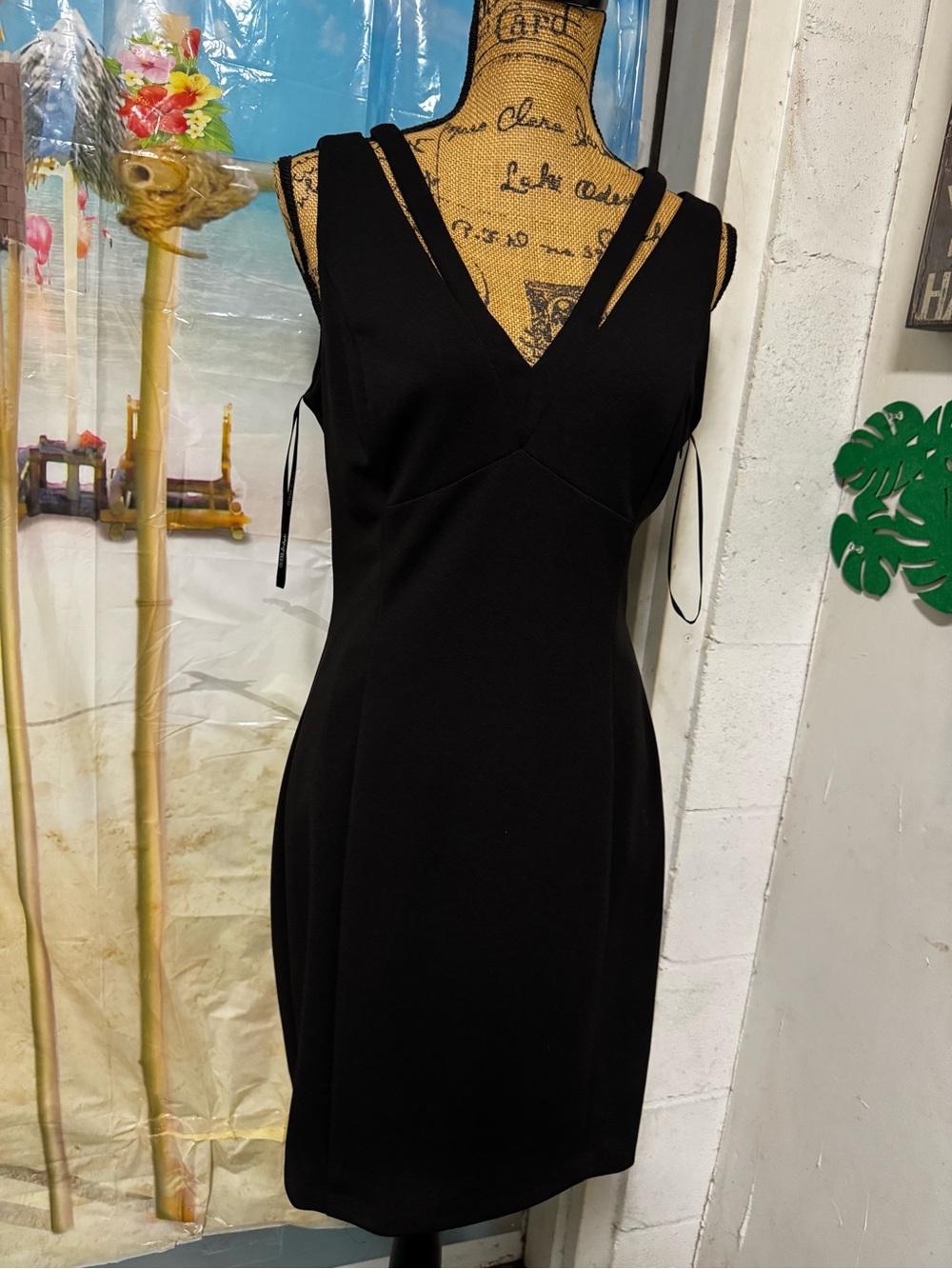 GUESS Little Black Dress - Strappy Criss-Cross Back Sheath Dress Torn Off NWT